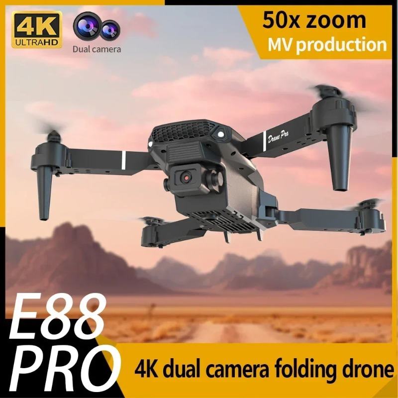 E88 Mini Drone 4K HD Camera Wi - Drone Kit Tricopter 评论和价格